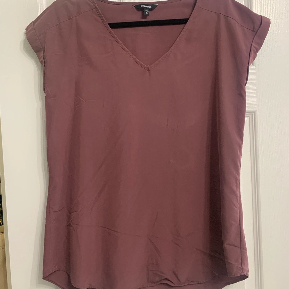 Express Dusty Rose V-Neck Blouse